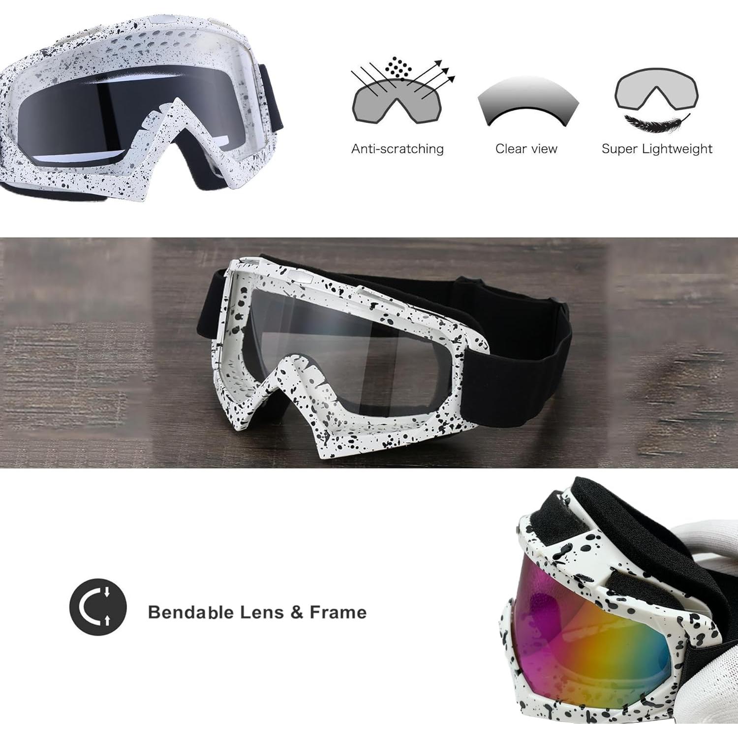 Gafas de Motocicleta LJDJ con Balaclava UV y Lente Clara