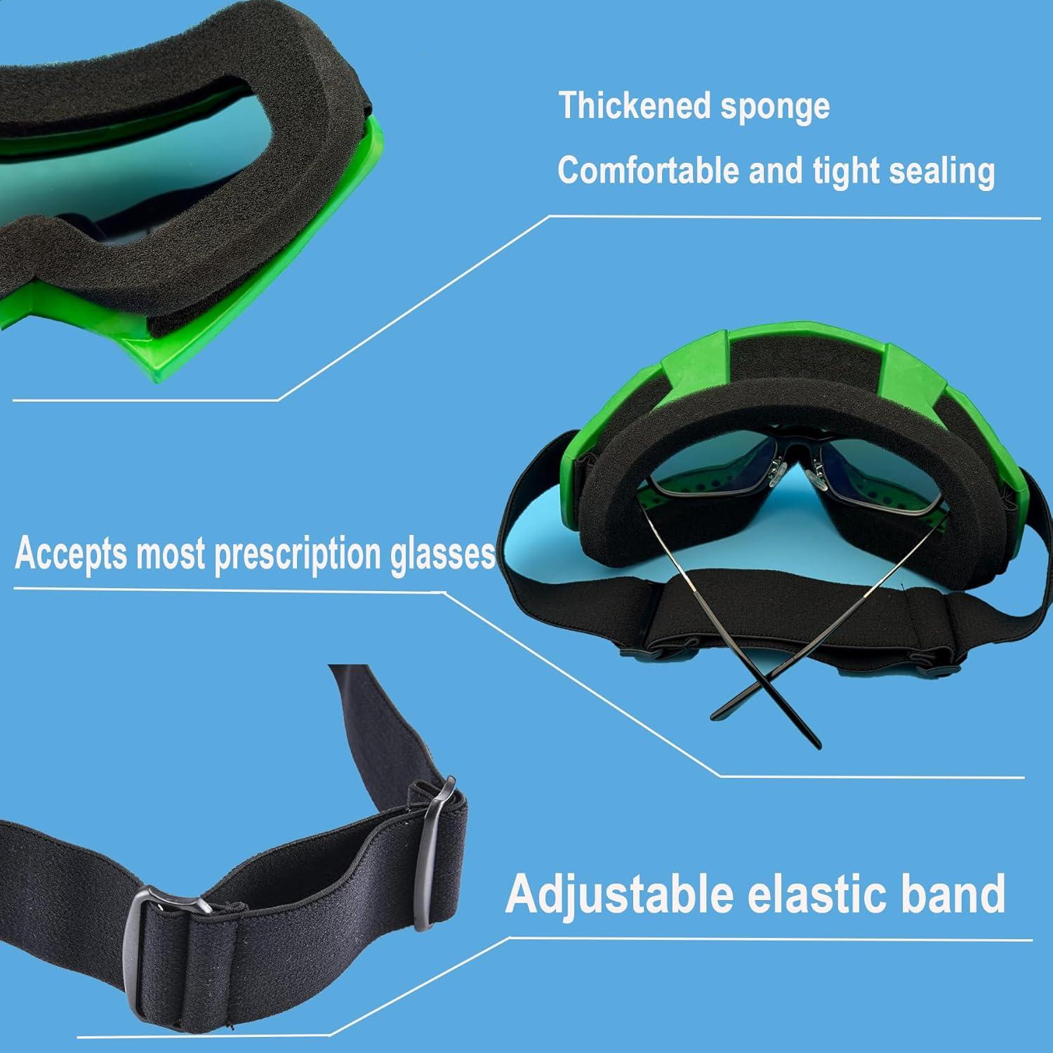 Gafas de Motocicleta LJDJ con Balaclava UV Verde Oscuro