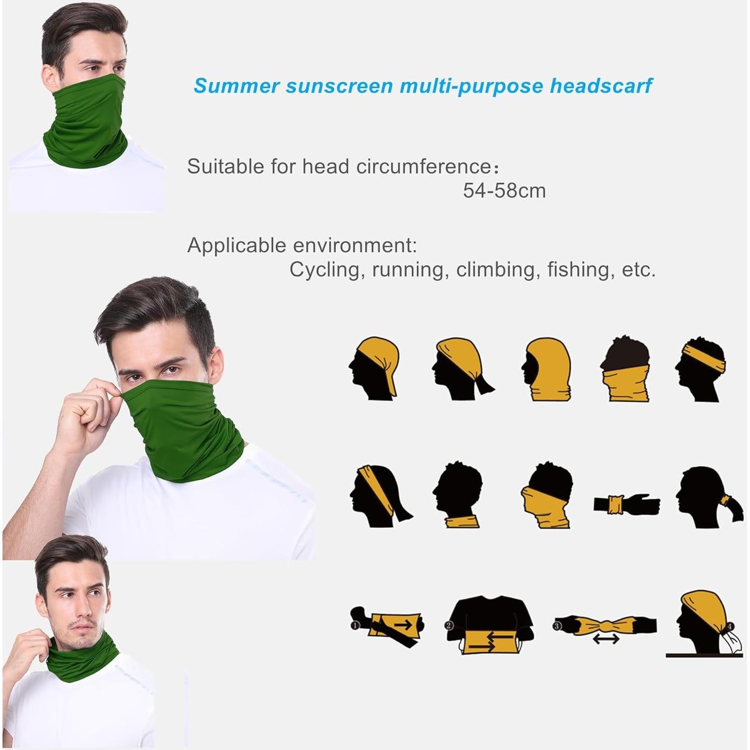 Gafas de Motocicleta LJDJ con Balaclava UV Verde Oscuro