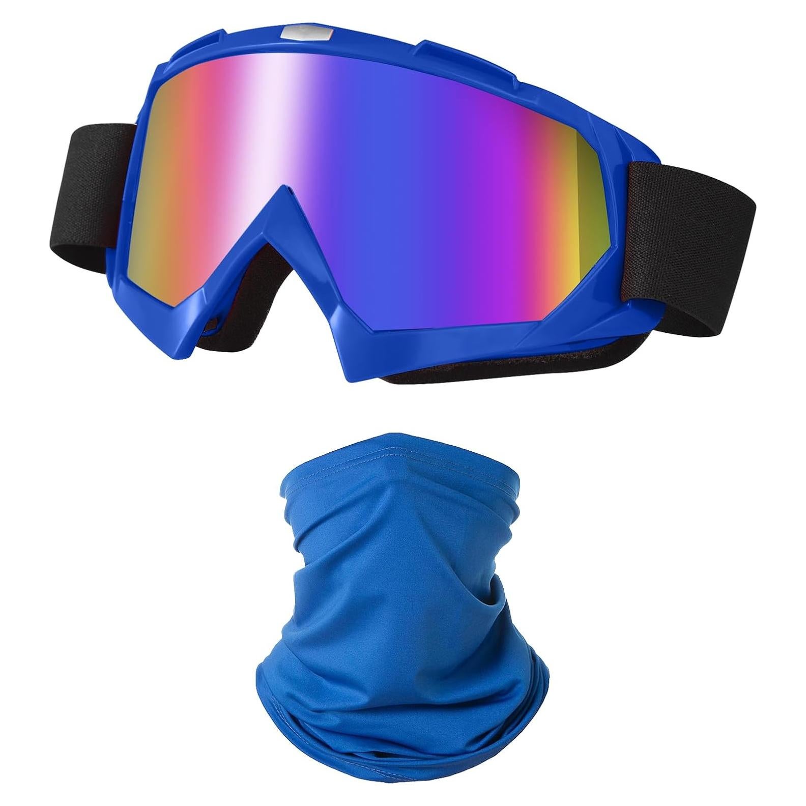 Gafas de Motocicleta LJDJ con Balaclava UV Azul