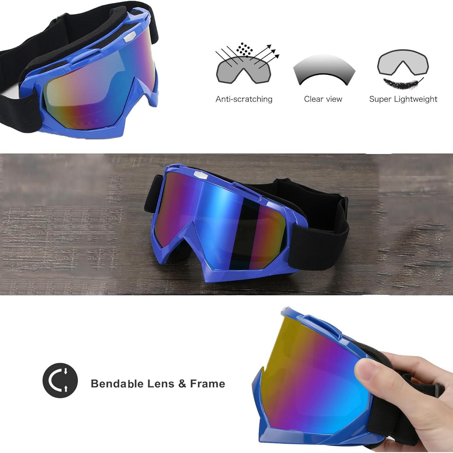 Gafas de Motocicleta LJDJ con Balaclava UV Azul