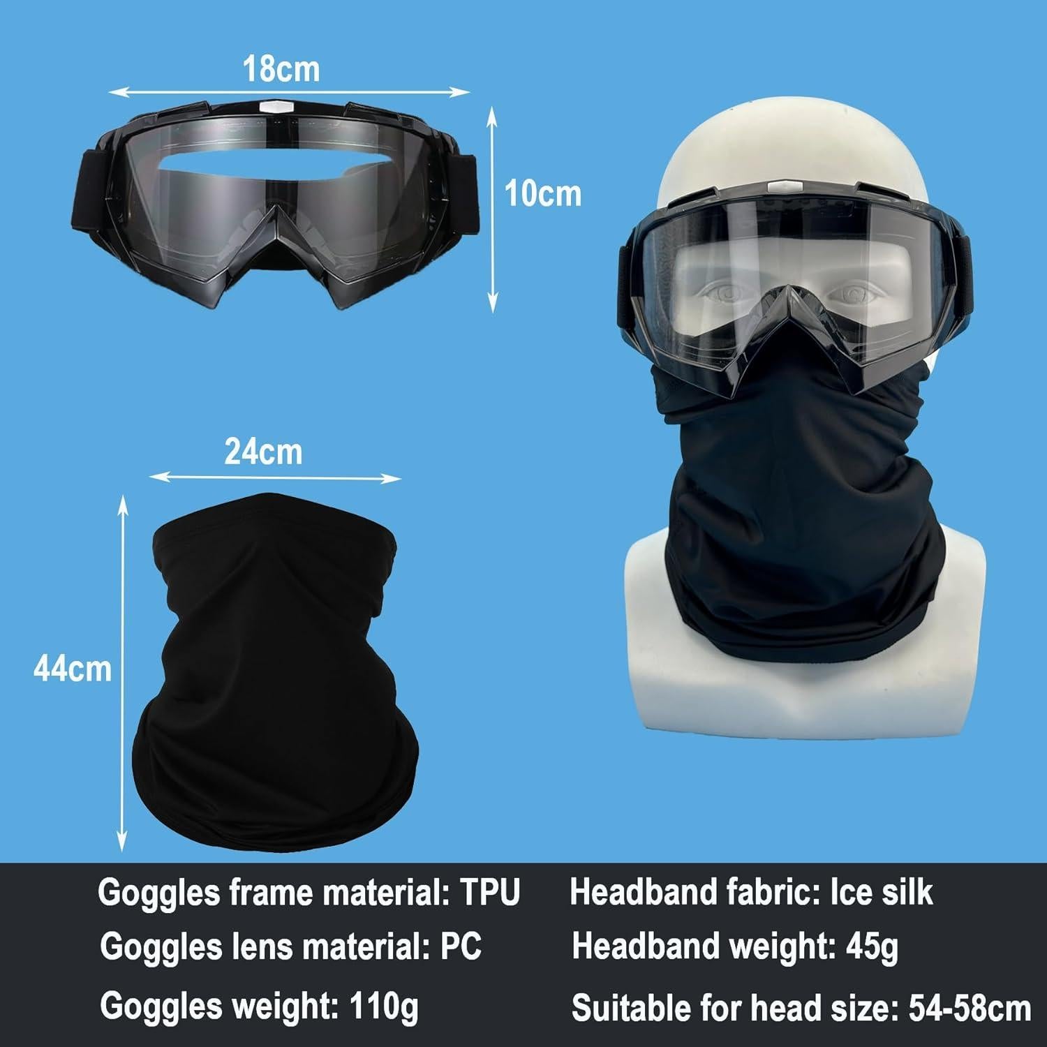 Gafas de Motocicleta LJDJ con Balaclava UV Solar