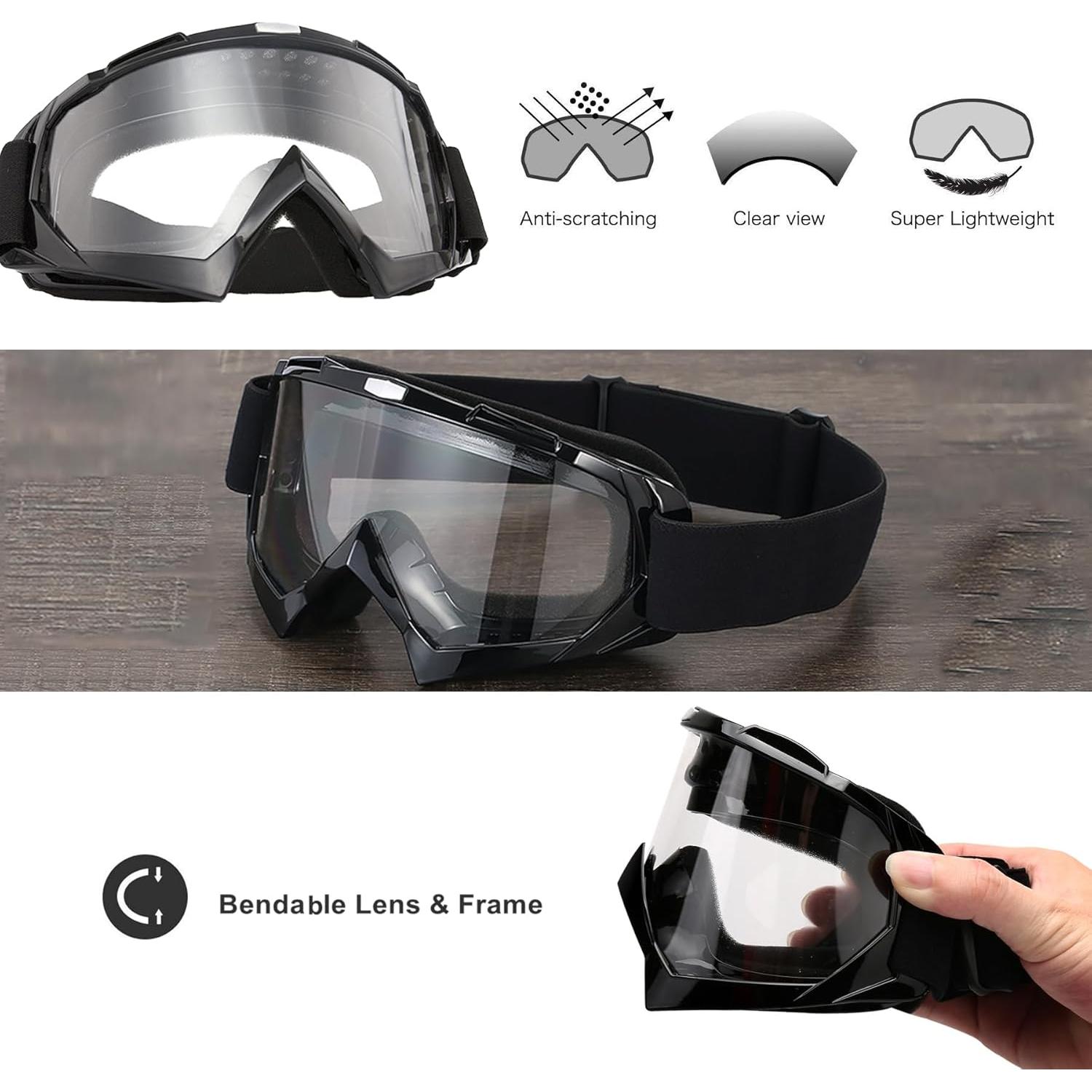 Gafas de Motocicleta LJDJ con Balaclava UV Solar