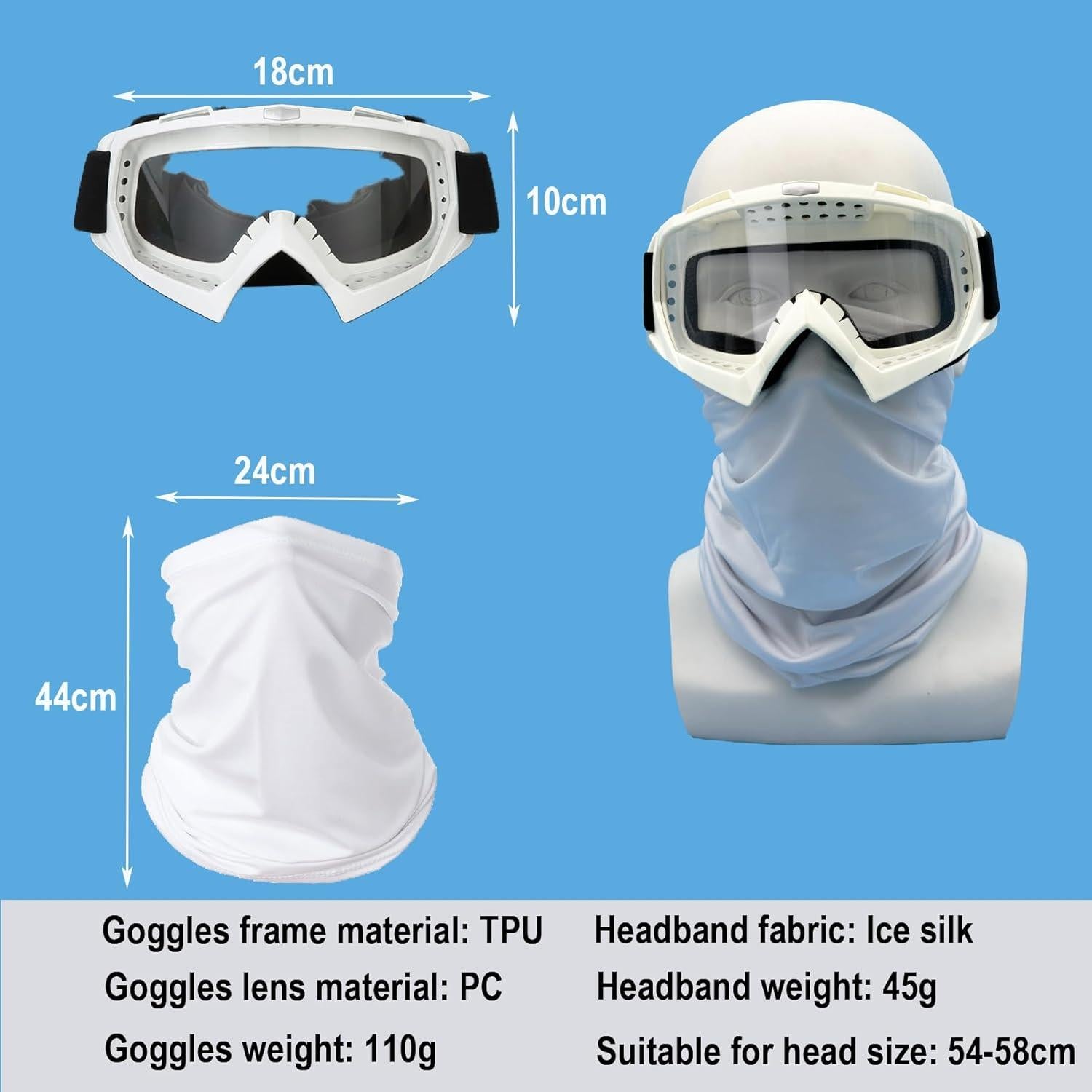 Gafas de Motocicleta LJDJ con Balaclava UV y Protección