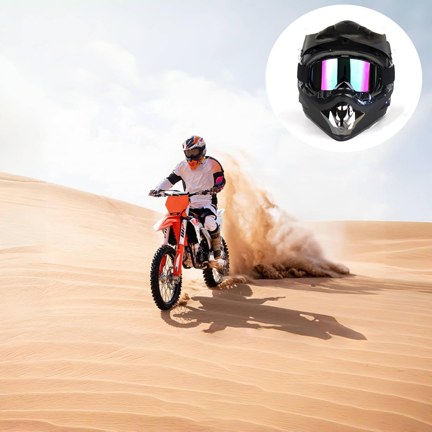 Gafas de Motocicleta LJDJ con Balaclava UV y Cubierta Facial
