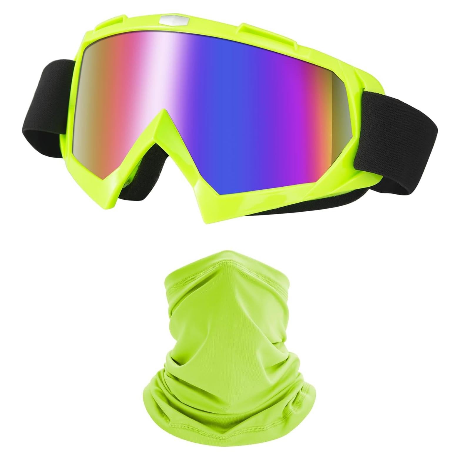 Gafas de Motocicleta LJDJ con Balaclava UV Verde