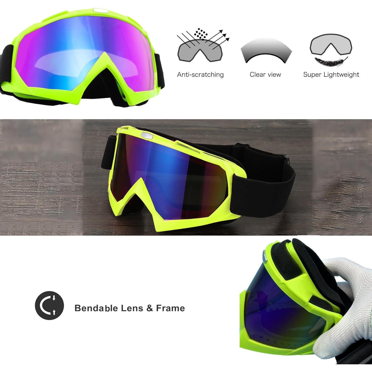Gafas de Motocicleta LJDJ con Balaclava UV Verde