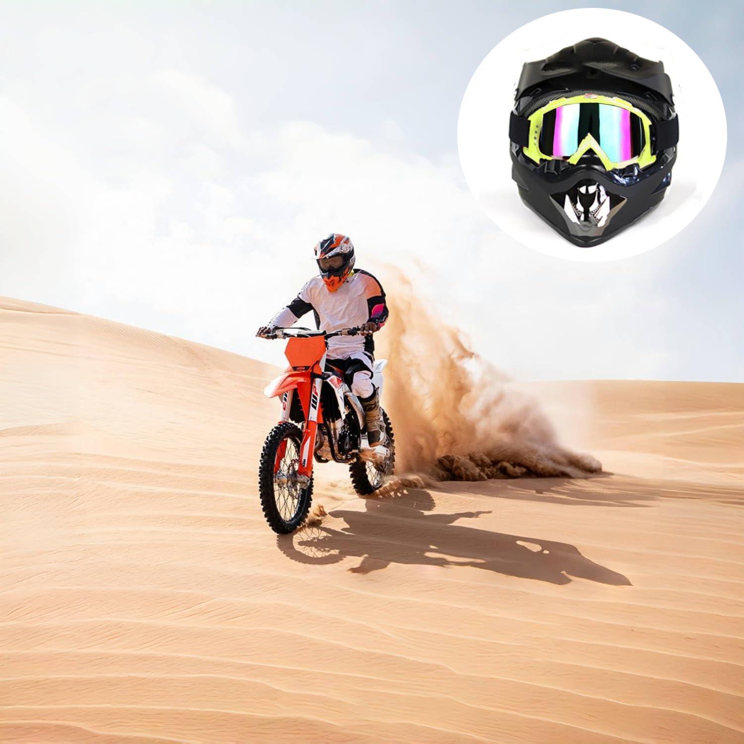 Gafas de Motocicleta LJDJ con Balaclava UV Verde