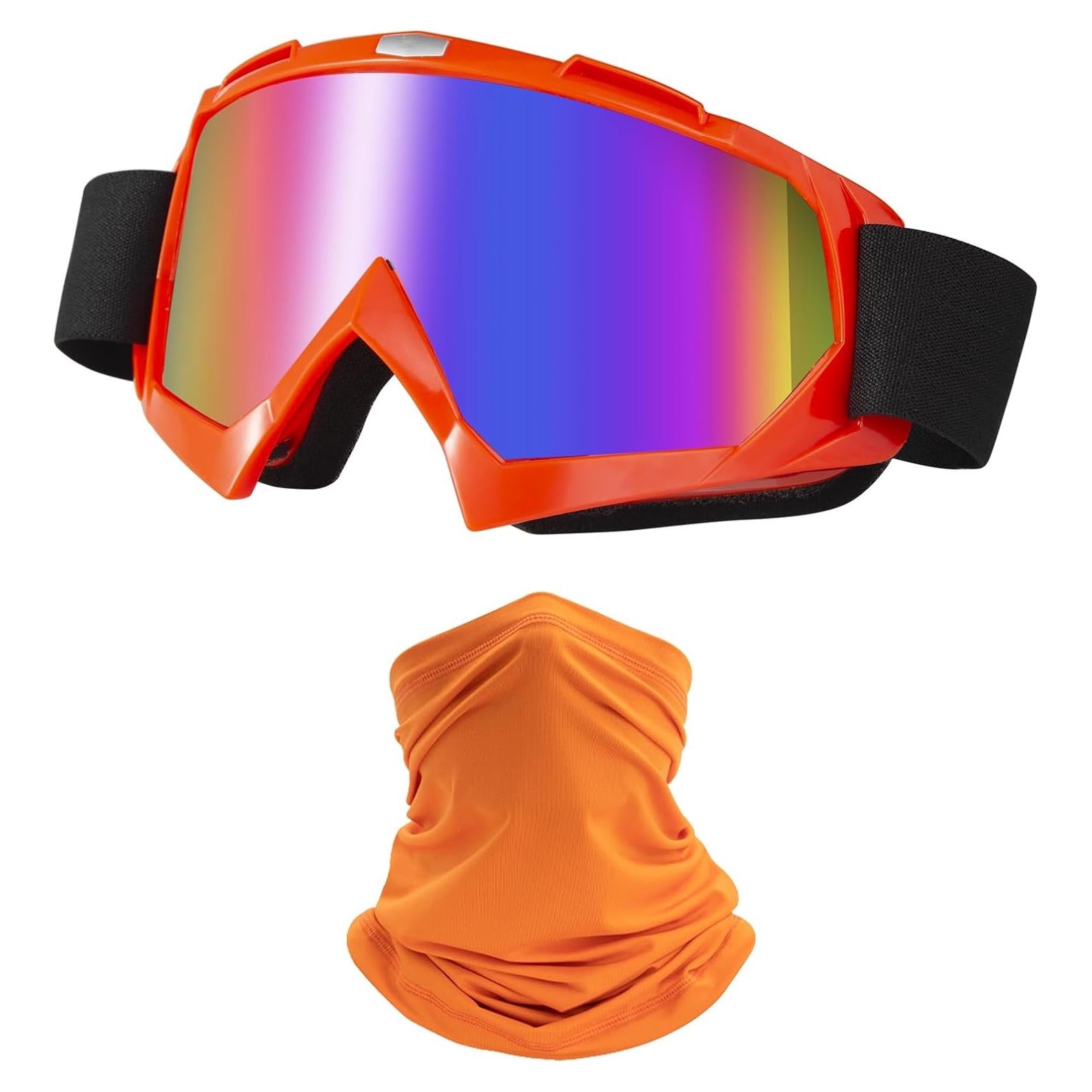 Gafas de Motocicleta LJDJ con Balaclava UV Naranja