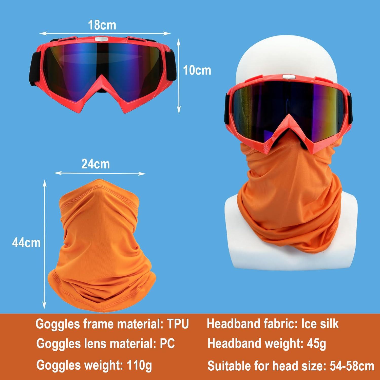 Gafas de Motocicleta LJDJ con Balaclava UV Naranja