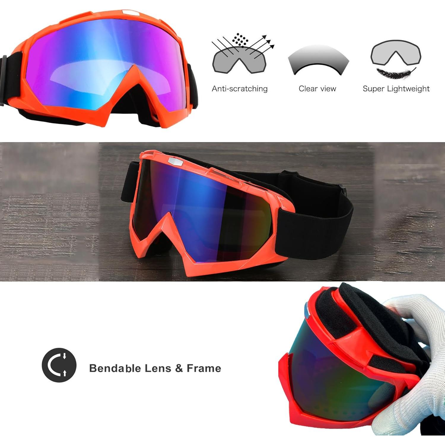 Gafas de Motocicleta LJDJ con Balaclava UV Naranja