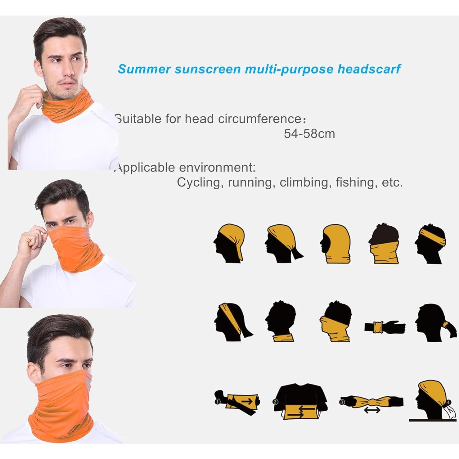 Gafas de Motocicleta LJDJ con Balaclava UV Naranja