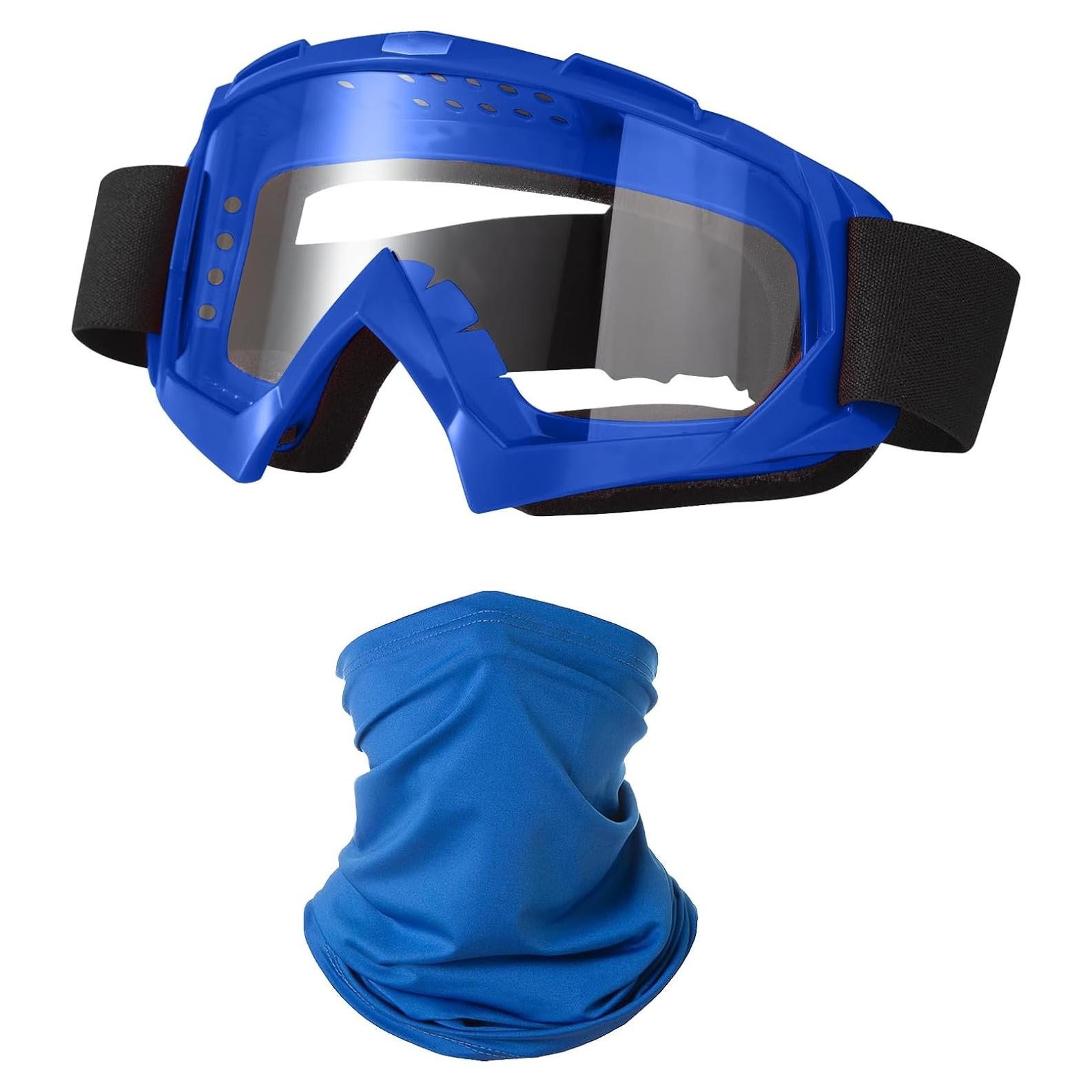 Gafas de Motocicleta LJDJ con Balaclava UV Azul