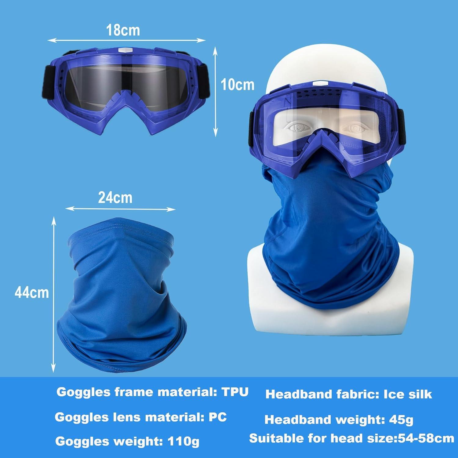 Gafas de Motocicleta LJDJ con Balaclava UV Azul