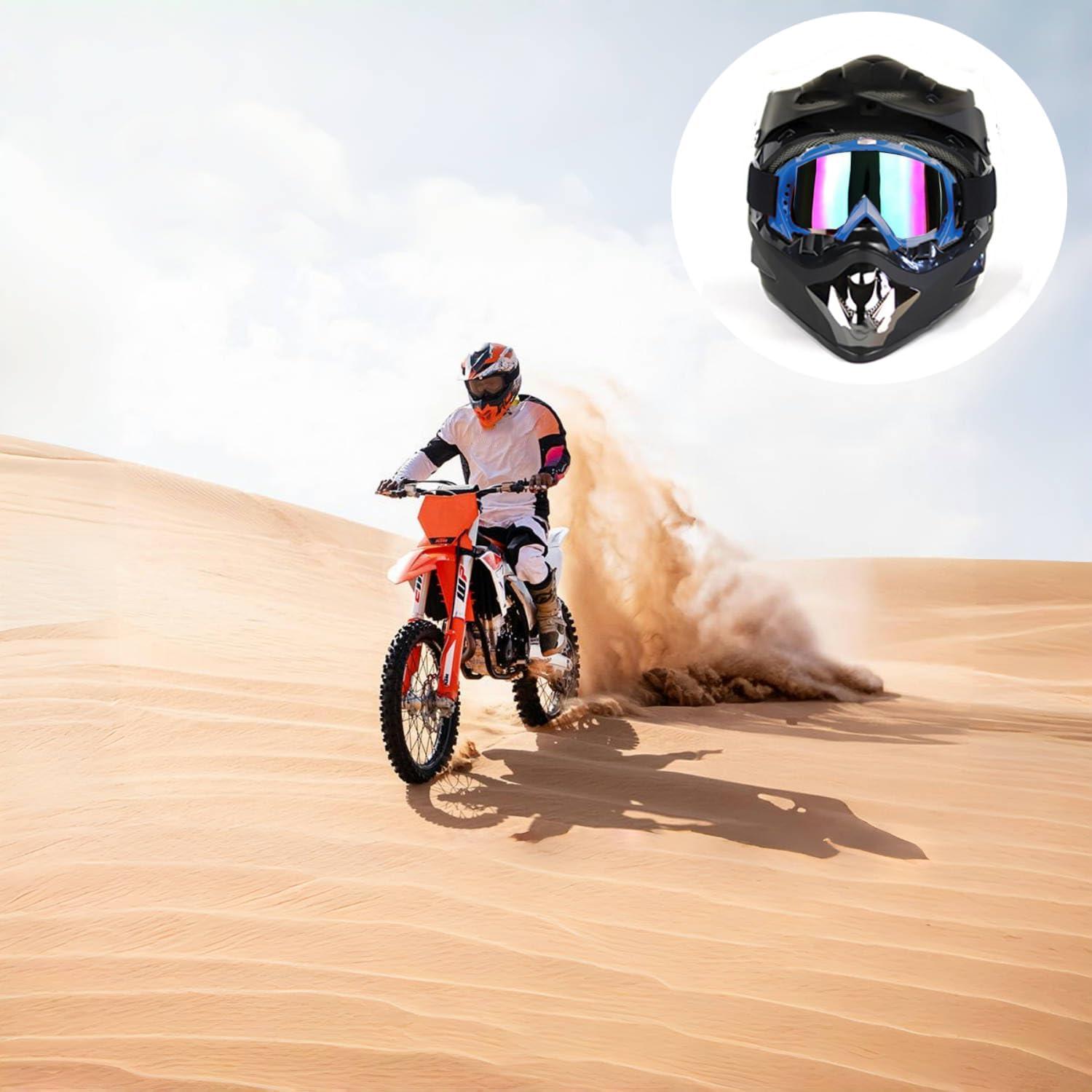 Gafas de Motocicleta LJDJ con Balaclava UV Azul