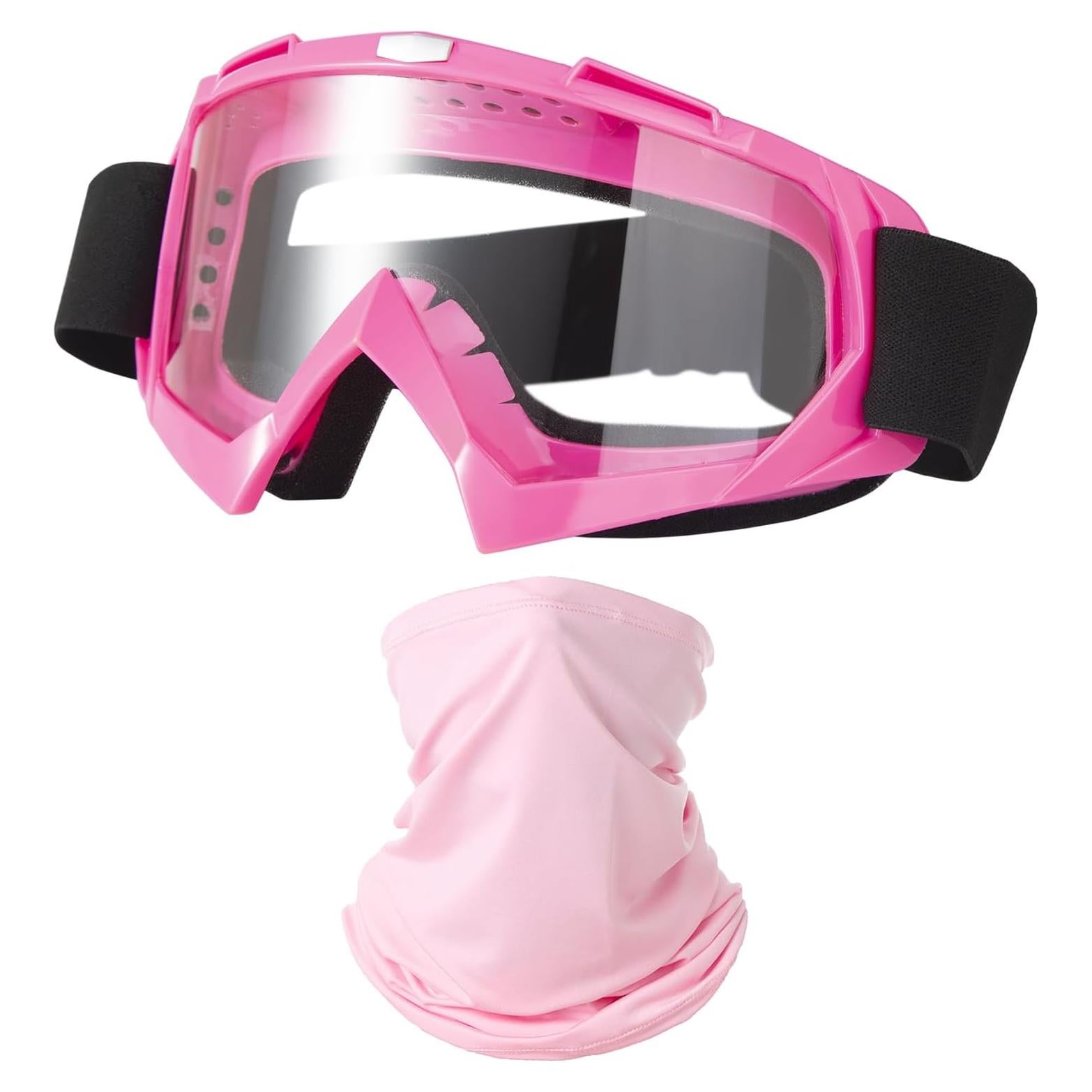 Gafas de Motocicleta LJDJ con Balaclava UV Rosa