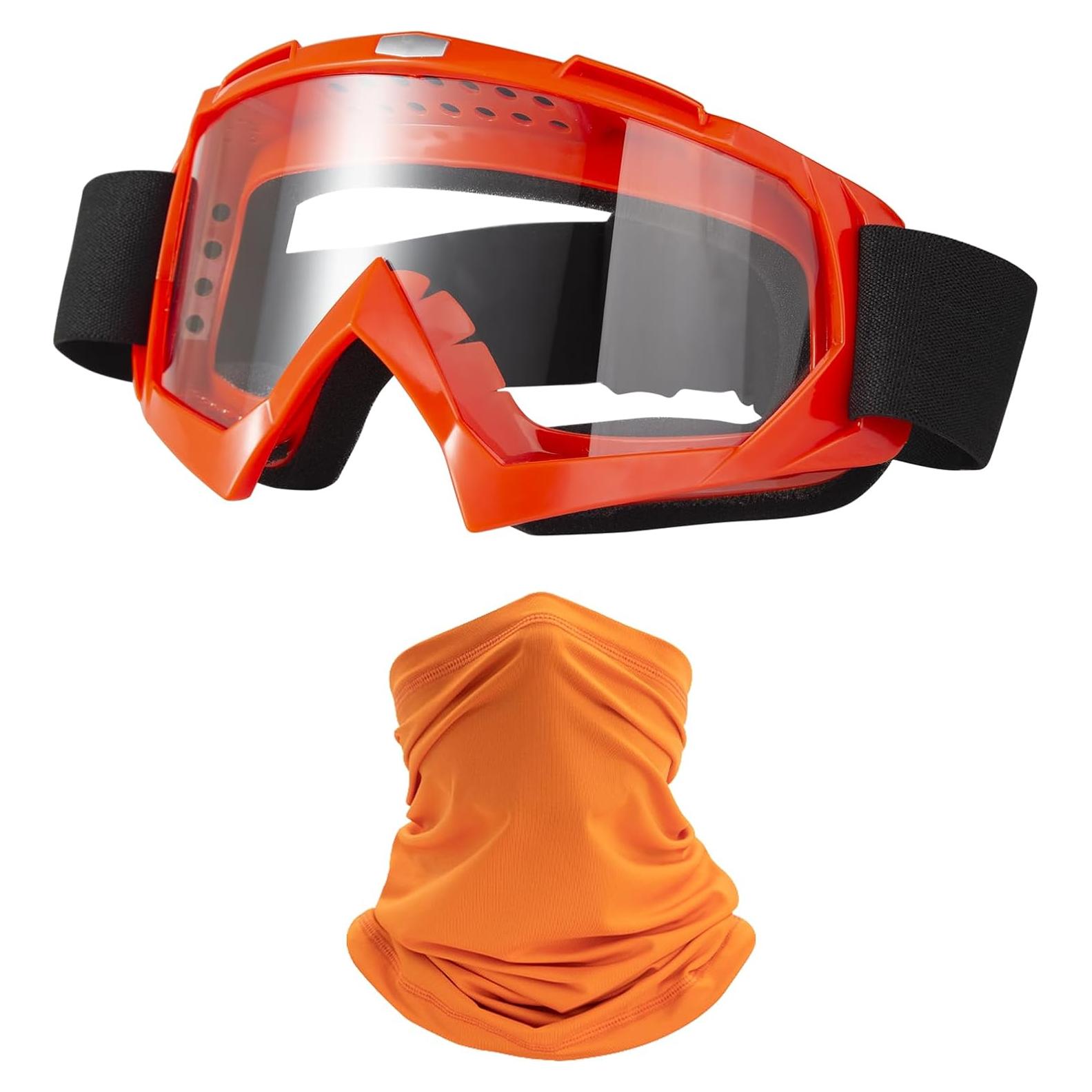 Gafas de Motocicleta LJDJ con Balaclava UV Naranja