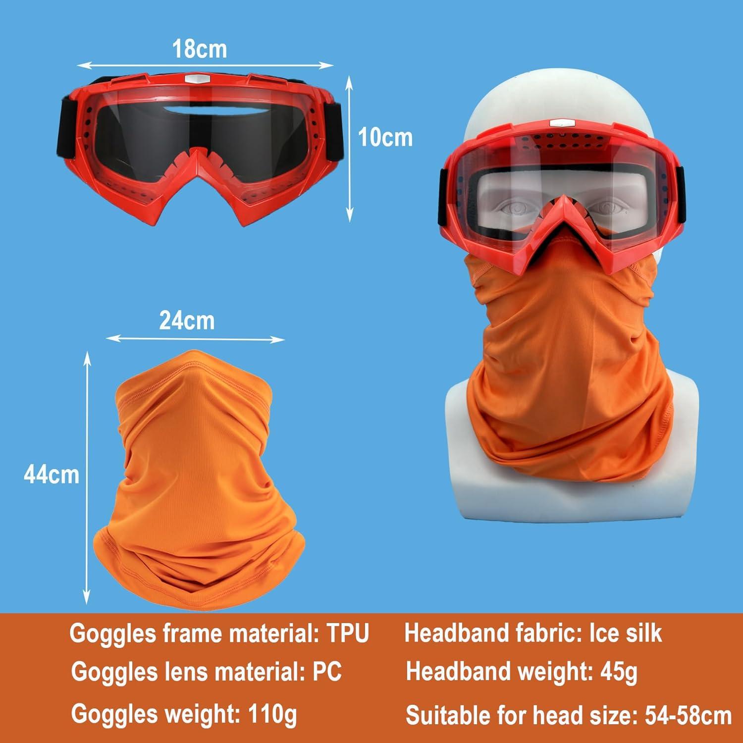 Gafas de Motocicleta LJDJ con Balaclava UV Naranja