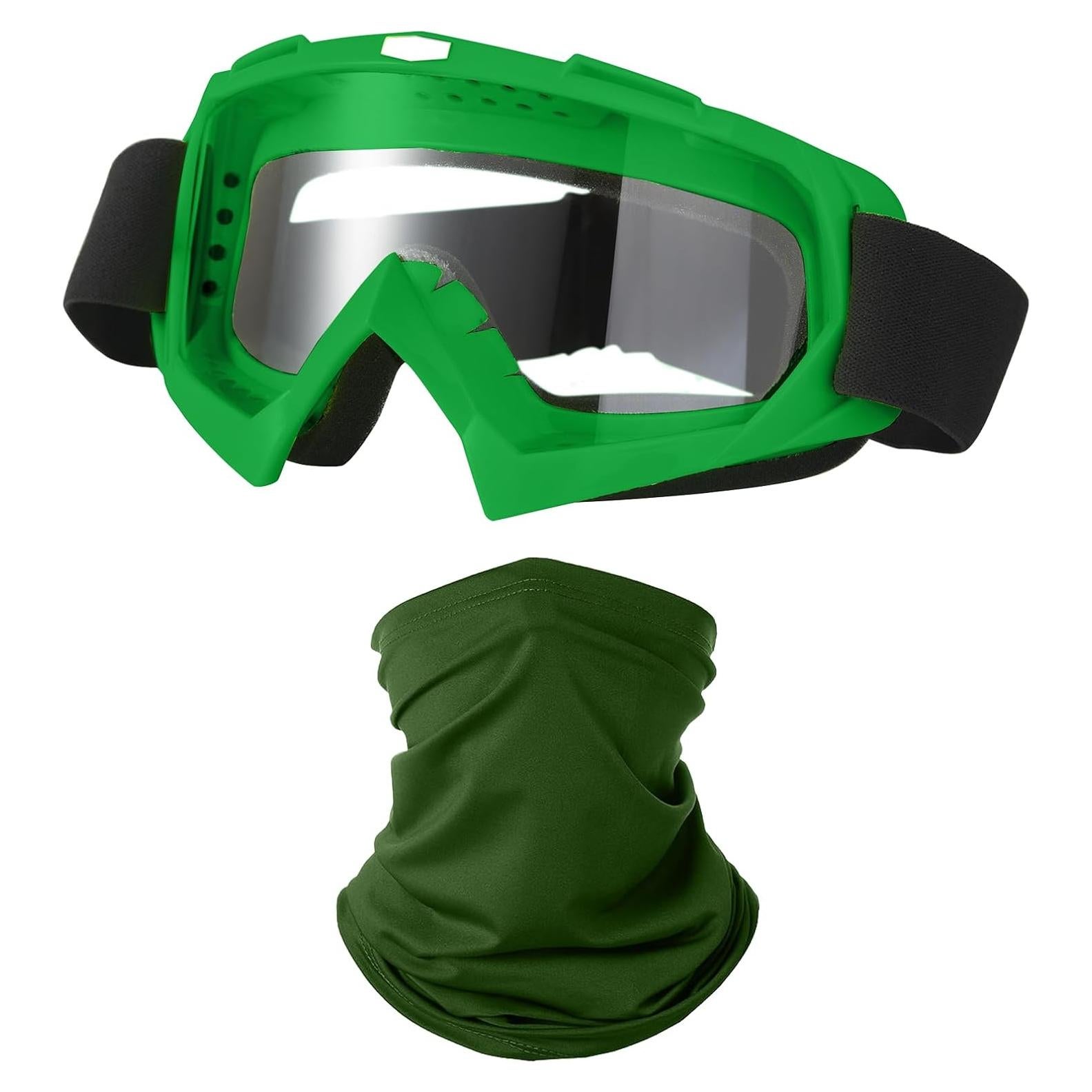 Gafas de Motocicleta LJDJ con Balaclava UV Verde Oscuro