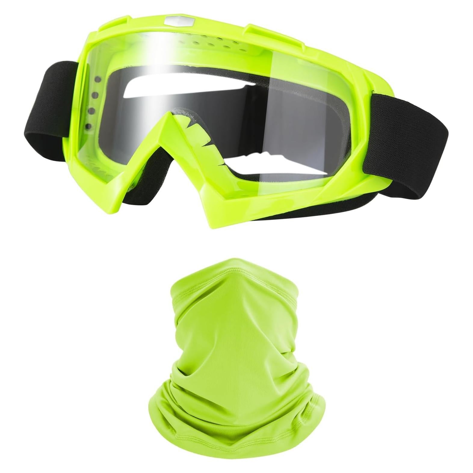 Gafas de Motocicleta LJDJ con Balaclava UV Verde