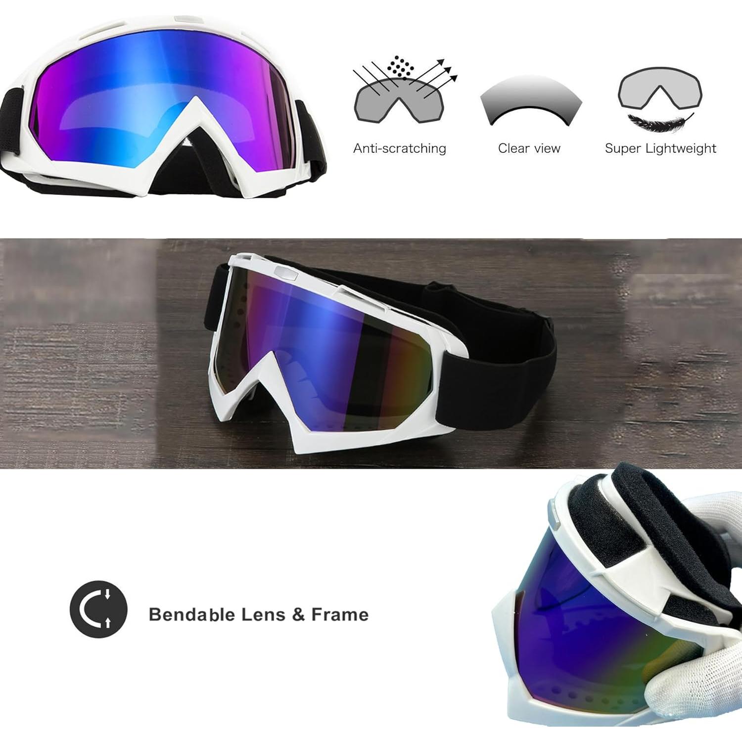 Gafas de Motocicleta LJDJ con Balaclava UV Coloridas