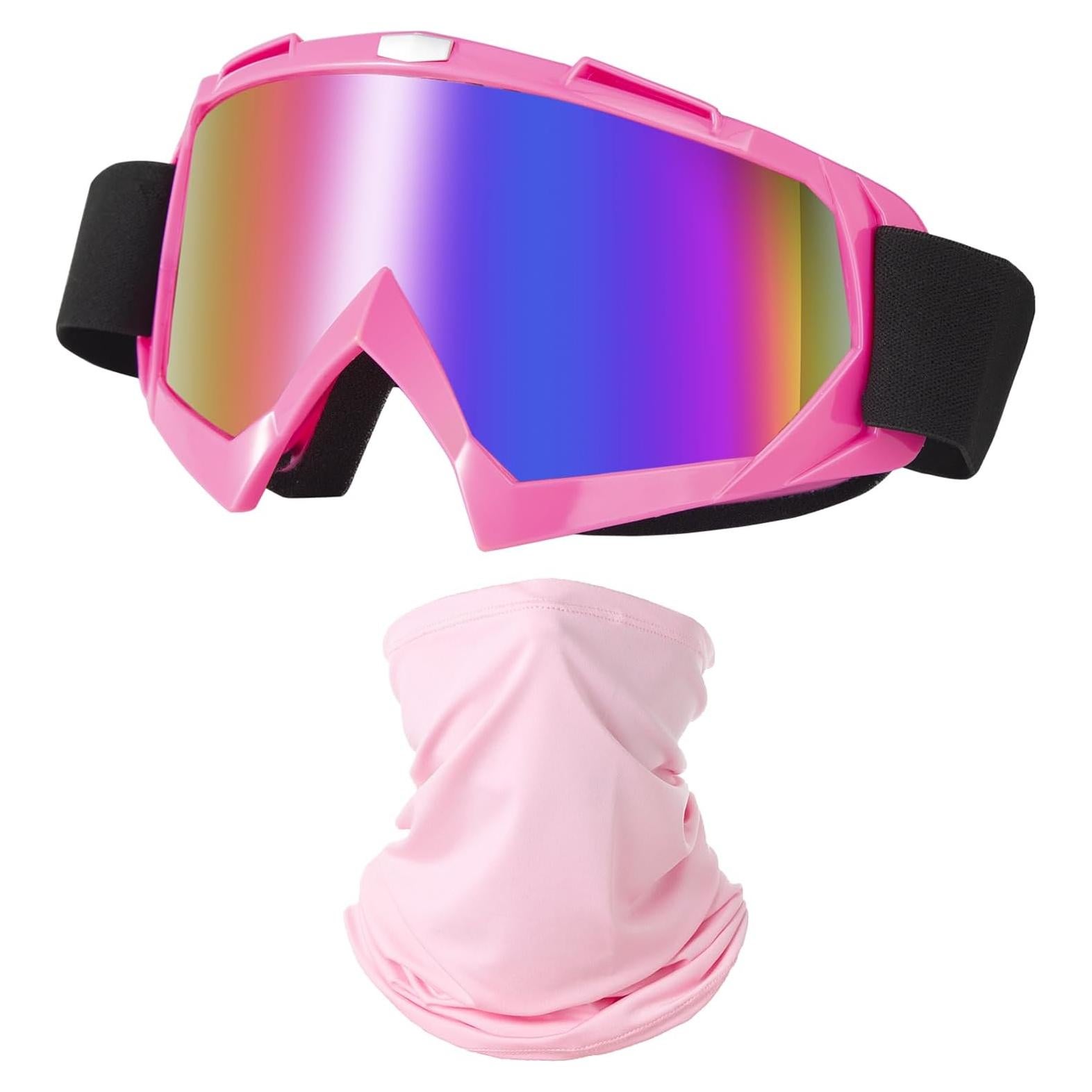 Gafas de Motocicleta LJDJ con Balaclava UV Rosa
