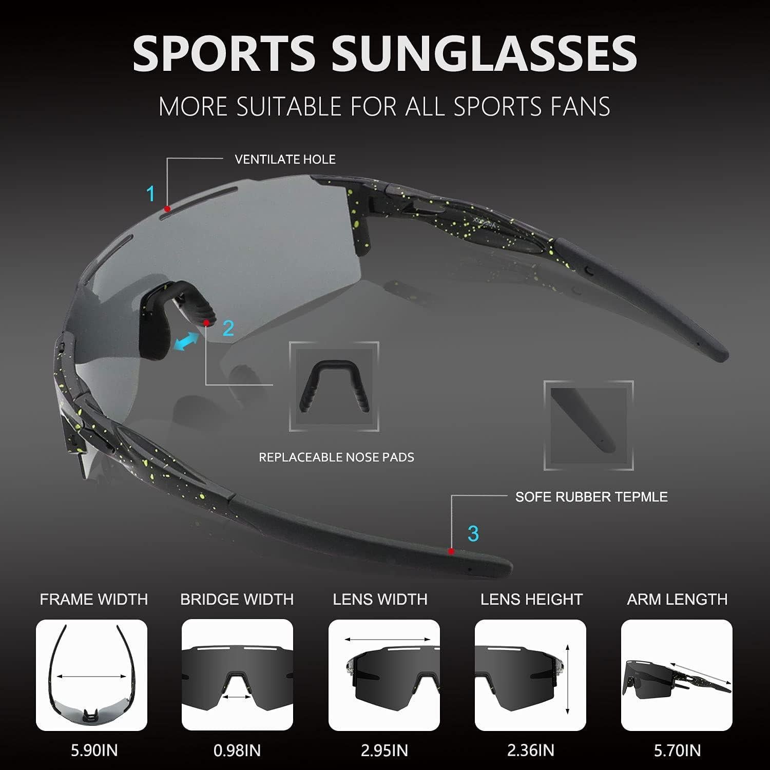 Gafas de sol OULAIQI para ciclismo y deportes con 3 lentes