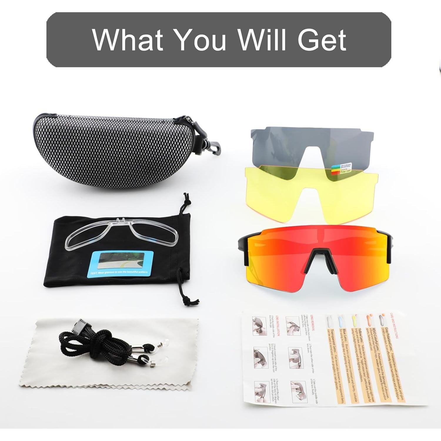 Gafas de sol OULAIQI polarizadas 3 lentes para ciclismo