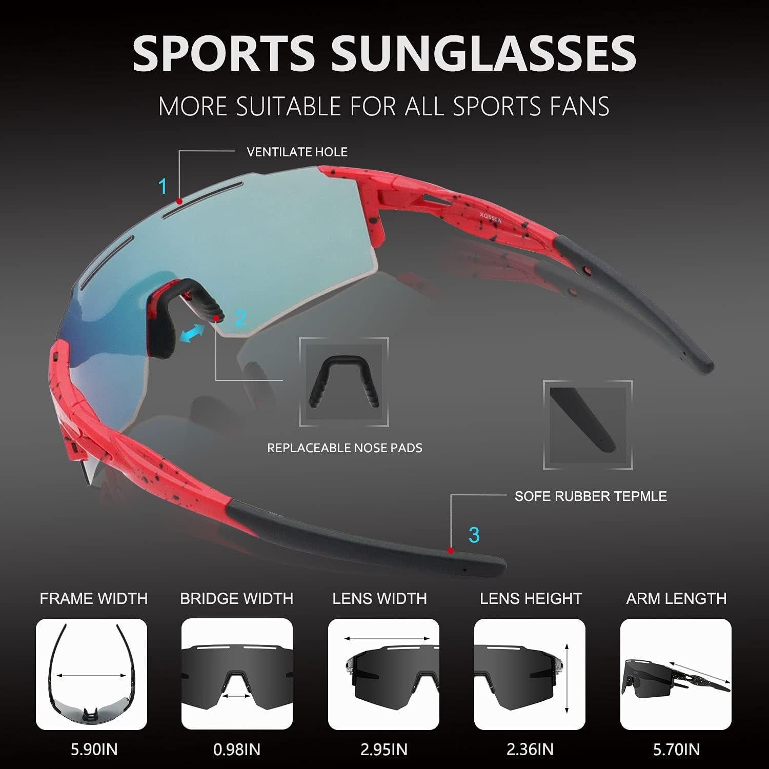 Gafas de sol OULAIQI para ciclismo con 3 lentes intercambiables