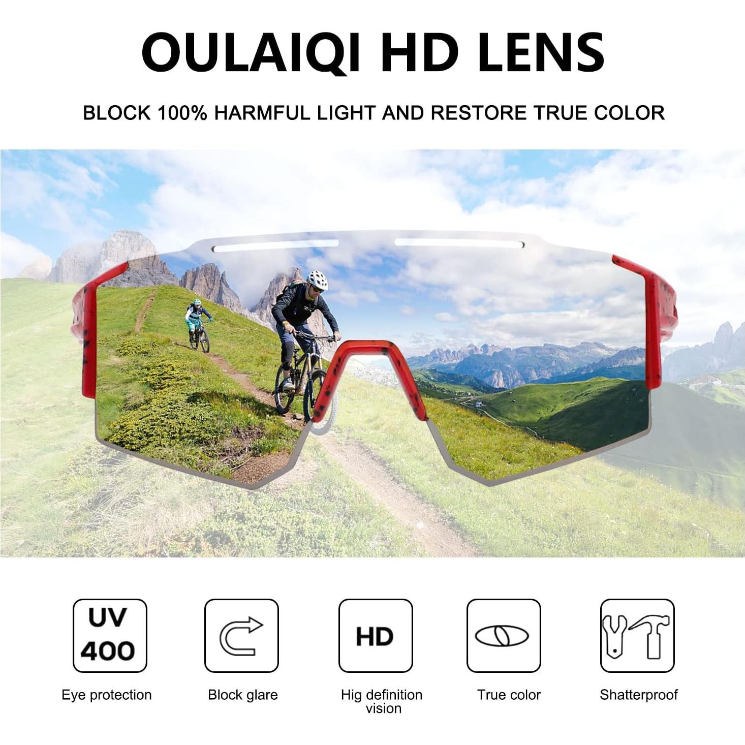 Gafas de sol OULAIQI para ciclismo con 3 lentes intercambiables