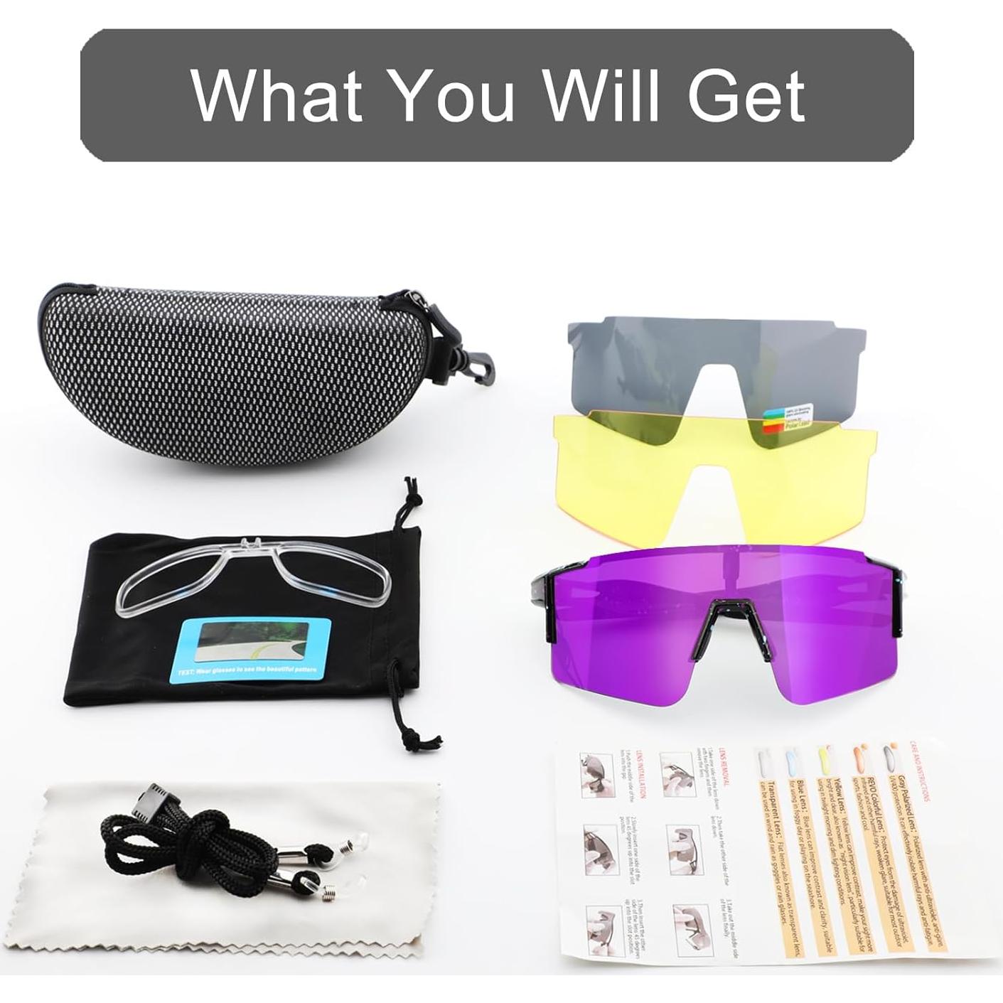 Gafas de sol OULAIQI polarizadas 3 lentes para ciclismo