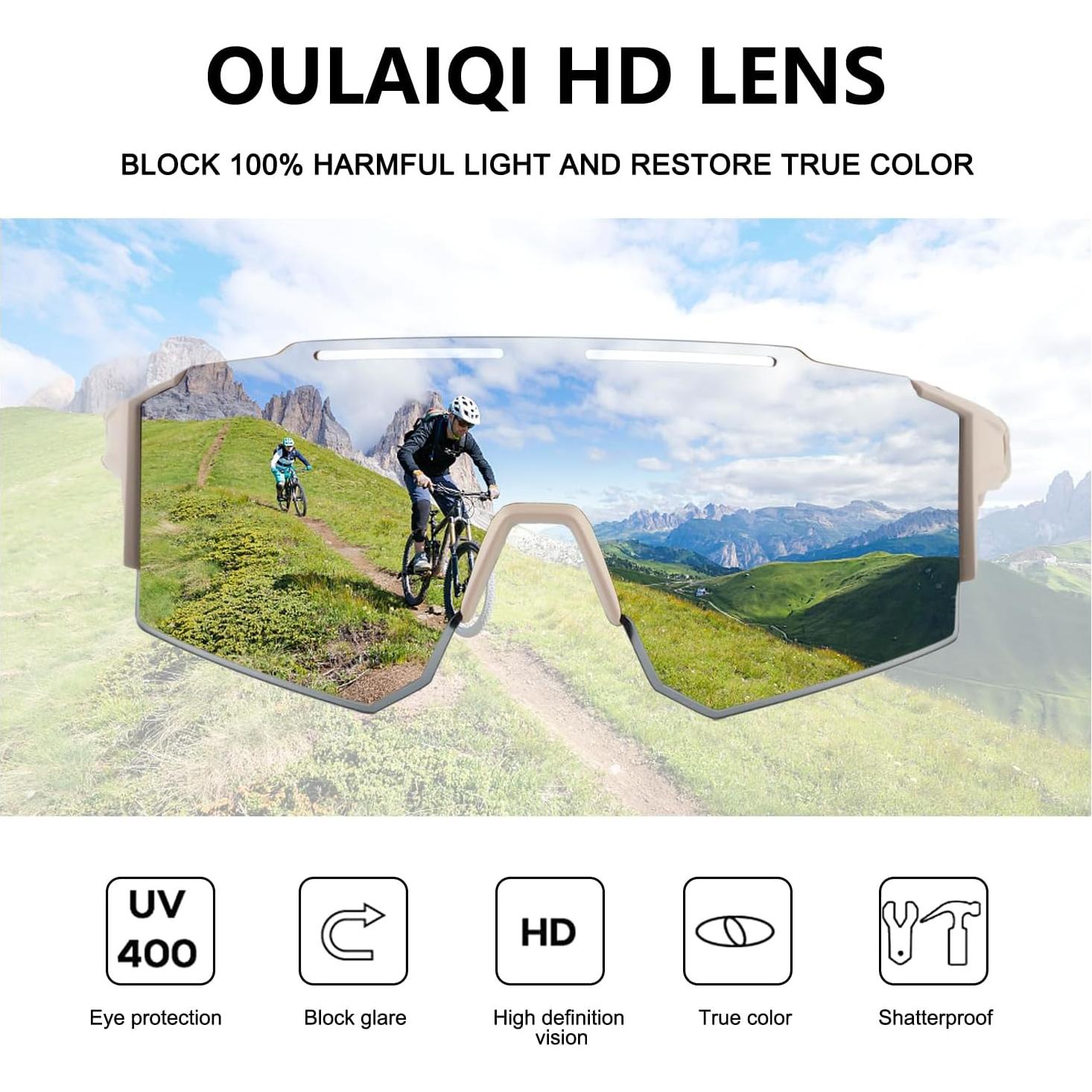 Gafas de Ciclismo OULAIQI Xq-550A Oro con Lentes Intercambiables