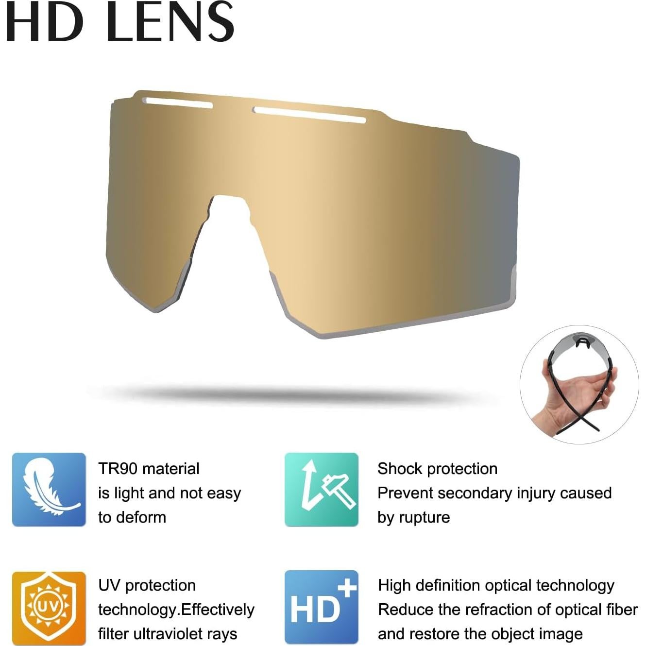 Gafas de Ciclismo OULAIQI Xq-550A Oro con Lentes Intercambiables