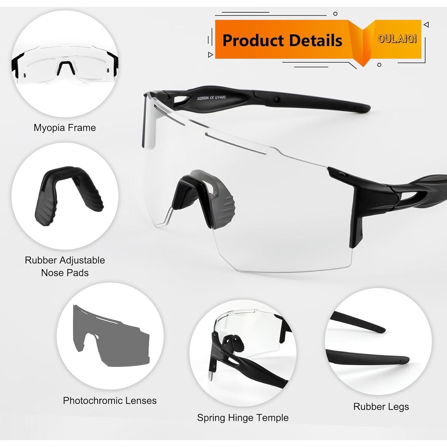 Gafas de Ciclismo OULAIQI Xq-550A con Lentes Intercambiables