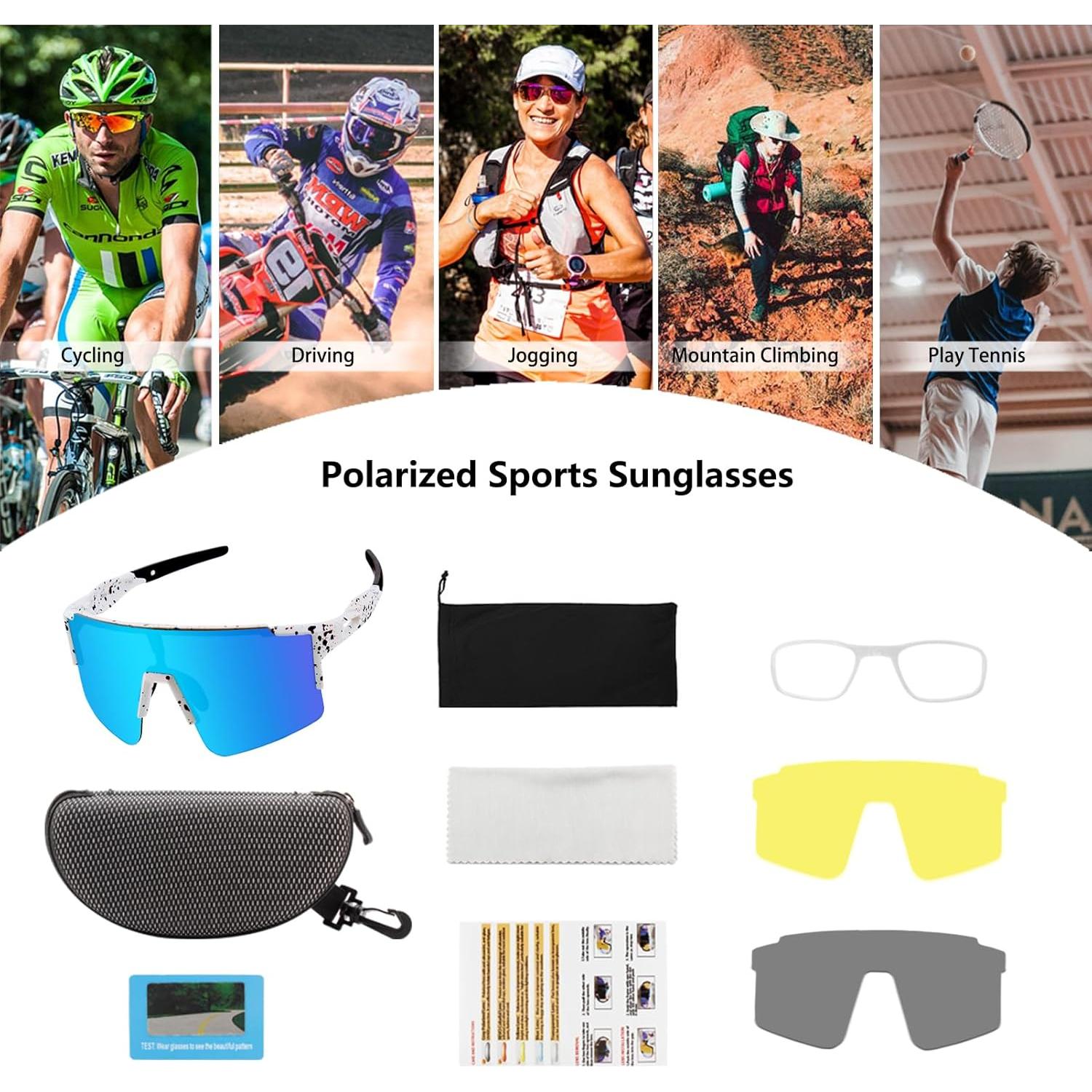 Gafas de sol OULAIQI polarizadas 3 lentes para ciclismo
