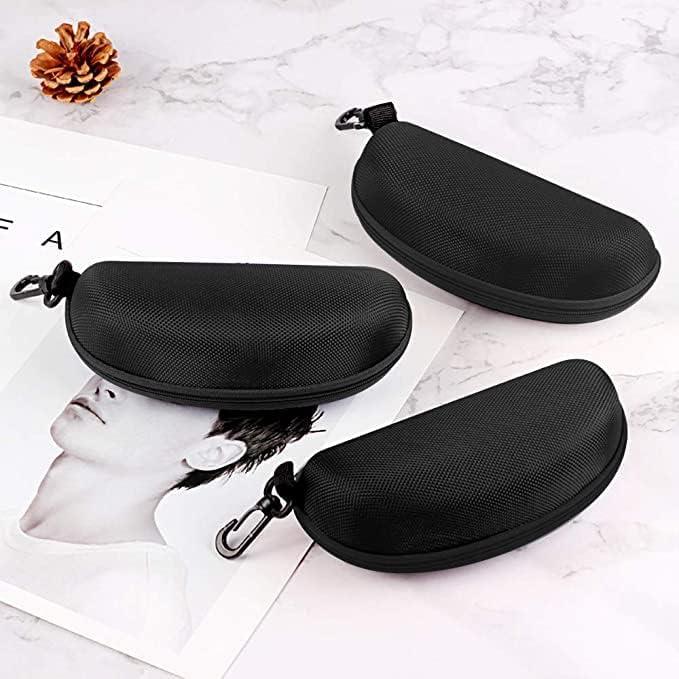 Paquete de 3 estuches para gafas EVA con gancho carabiner