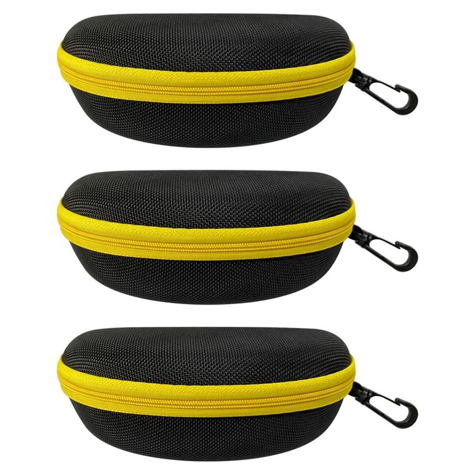 Paquete de 3 estuches amarillos para gafas con gancho