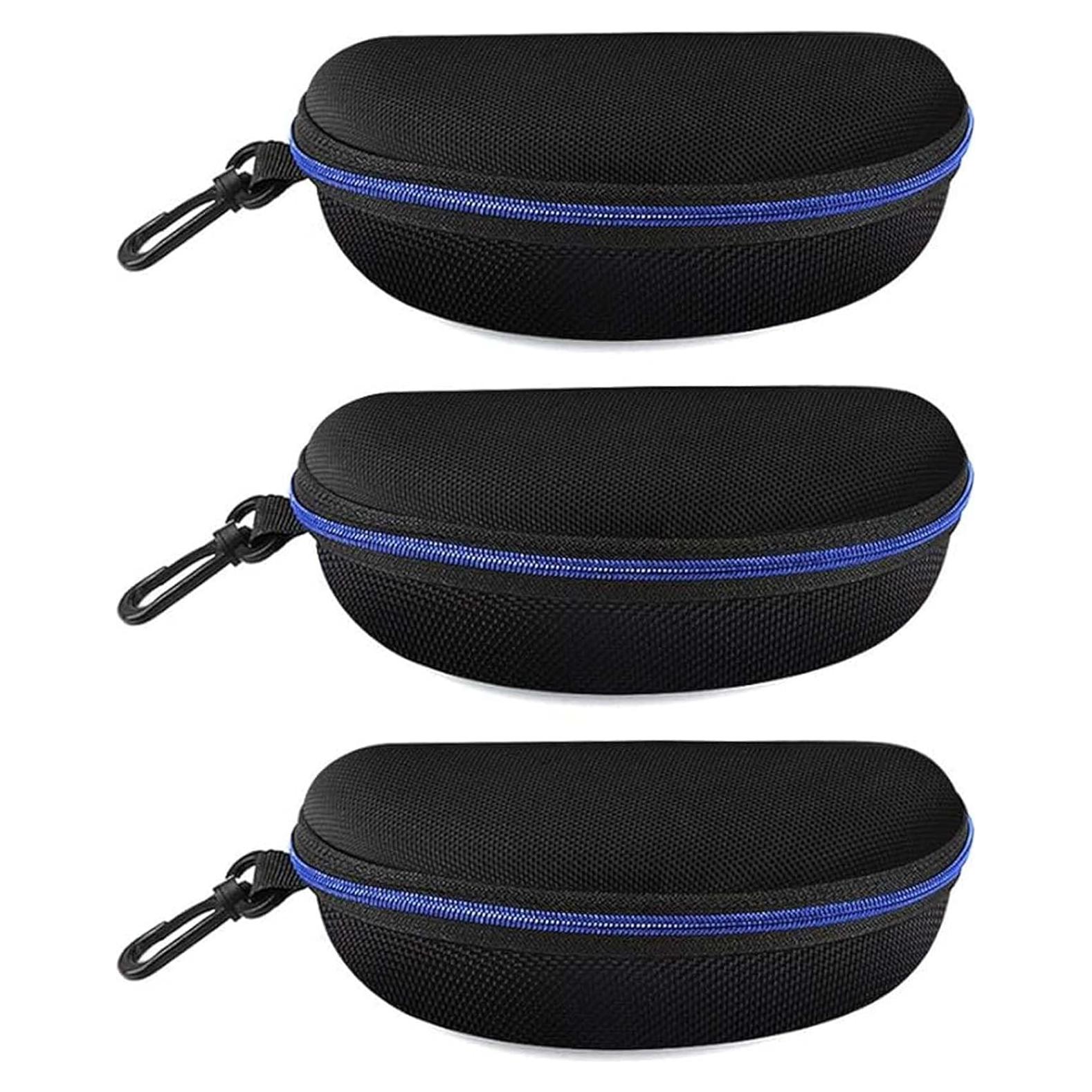 Paquete de 3 estuches para gafas EVA con cremallera azul