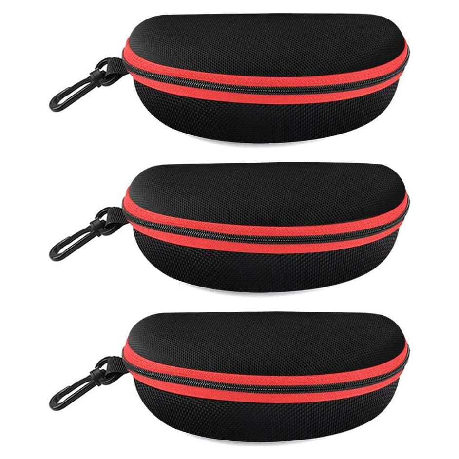 Estuche para Gafas de Sol 3 Piezas EVA con Cremallera Roja