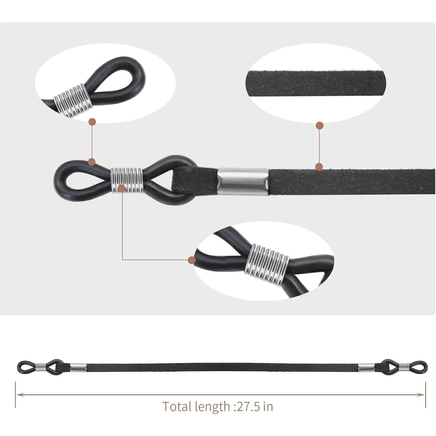 Correa para Gafas BILIONE 6 Pcs Cuero Negro Ajustable