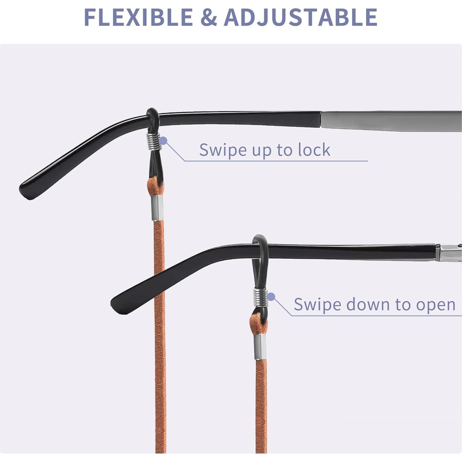 Correa para Gafas BILIONE 6 Pcs Cuero Ajustable Negro