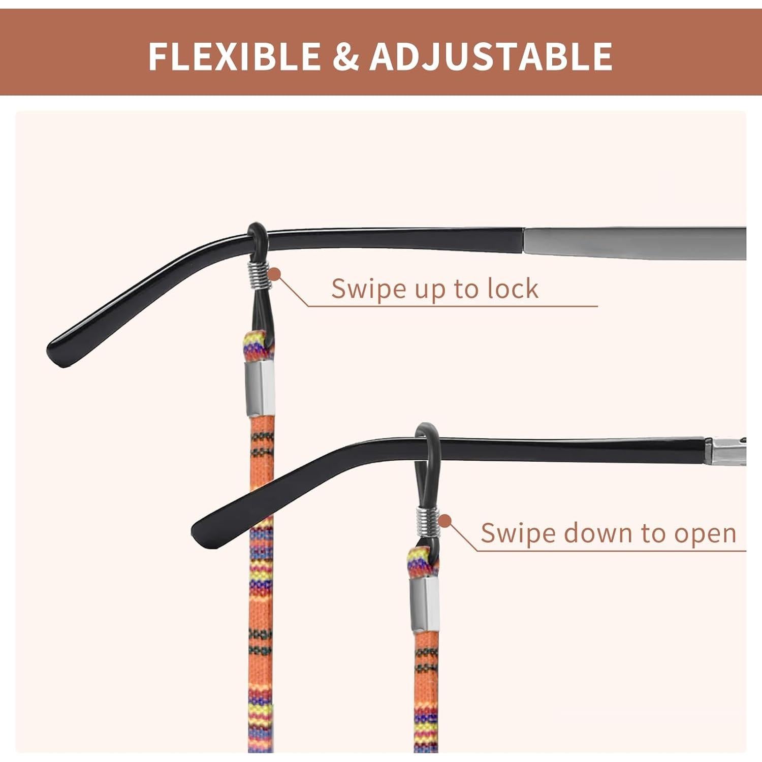 Correa para Gafas BILIONE 6 Pcs Cuero Soporte Ajustable