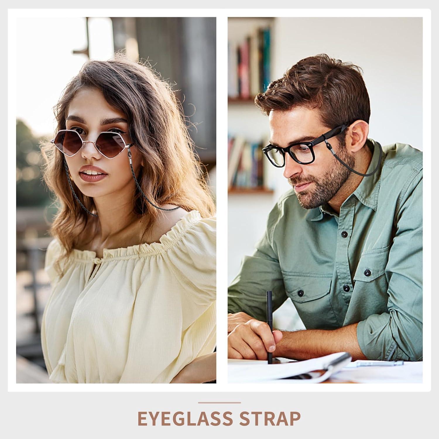 Correa para Gafas BILIONE 6 Pcs Cuero Negro Ajustable