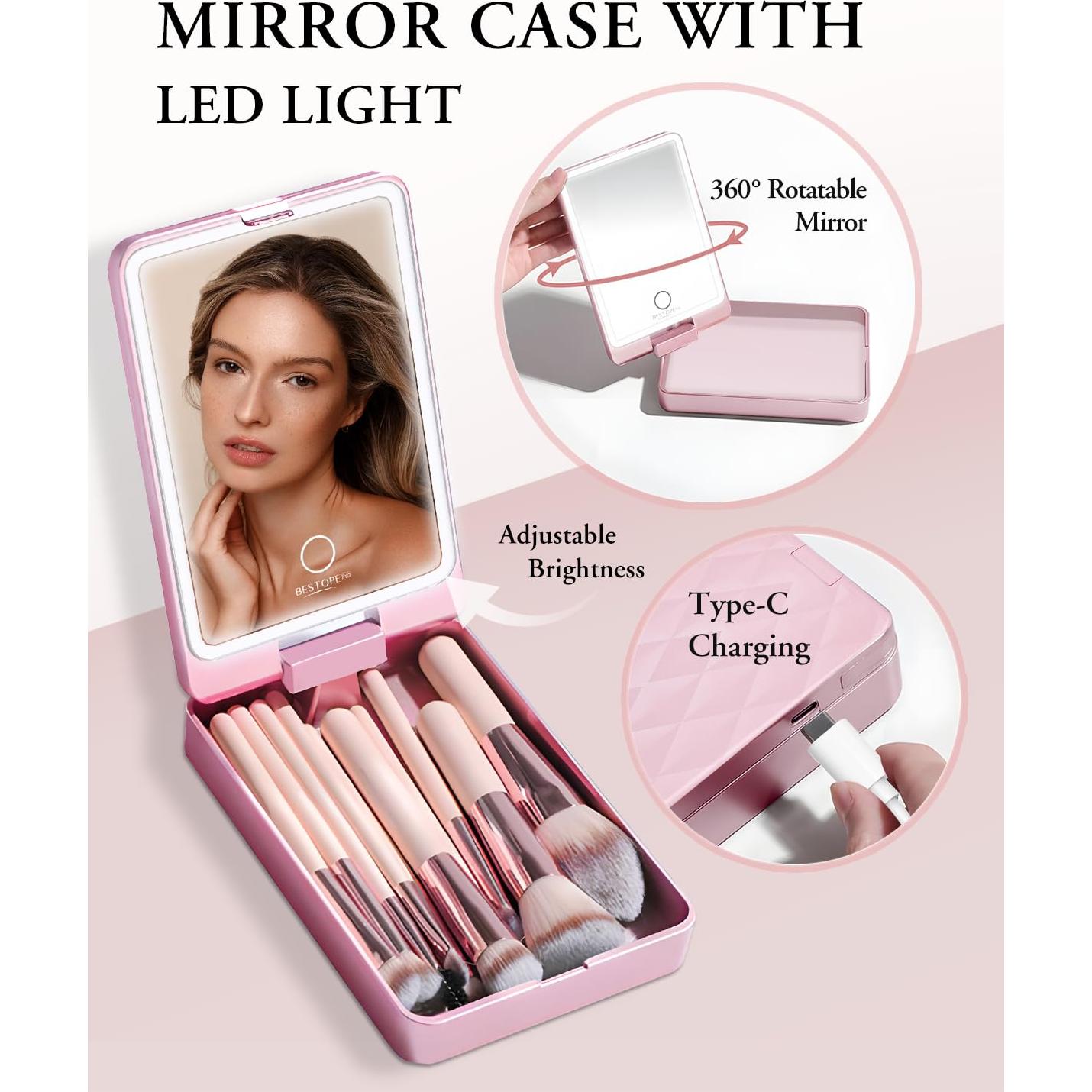 Juego de Pinceles de Maquillaje BESTOPE 20 Piezas Rosa