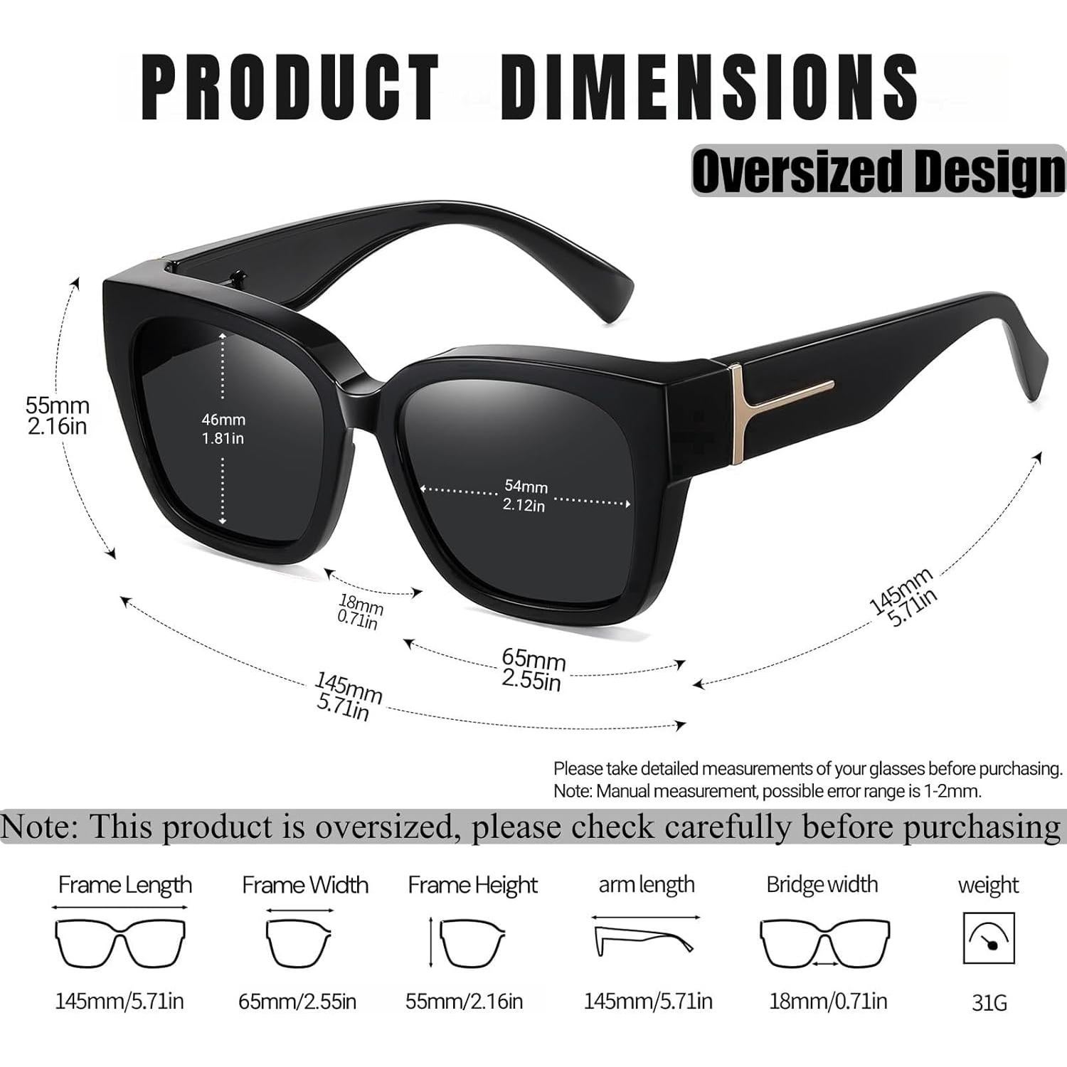 Gafas de Sol Polarizadas KANASTAL UV400 para Llevar sobre Gafas