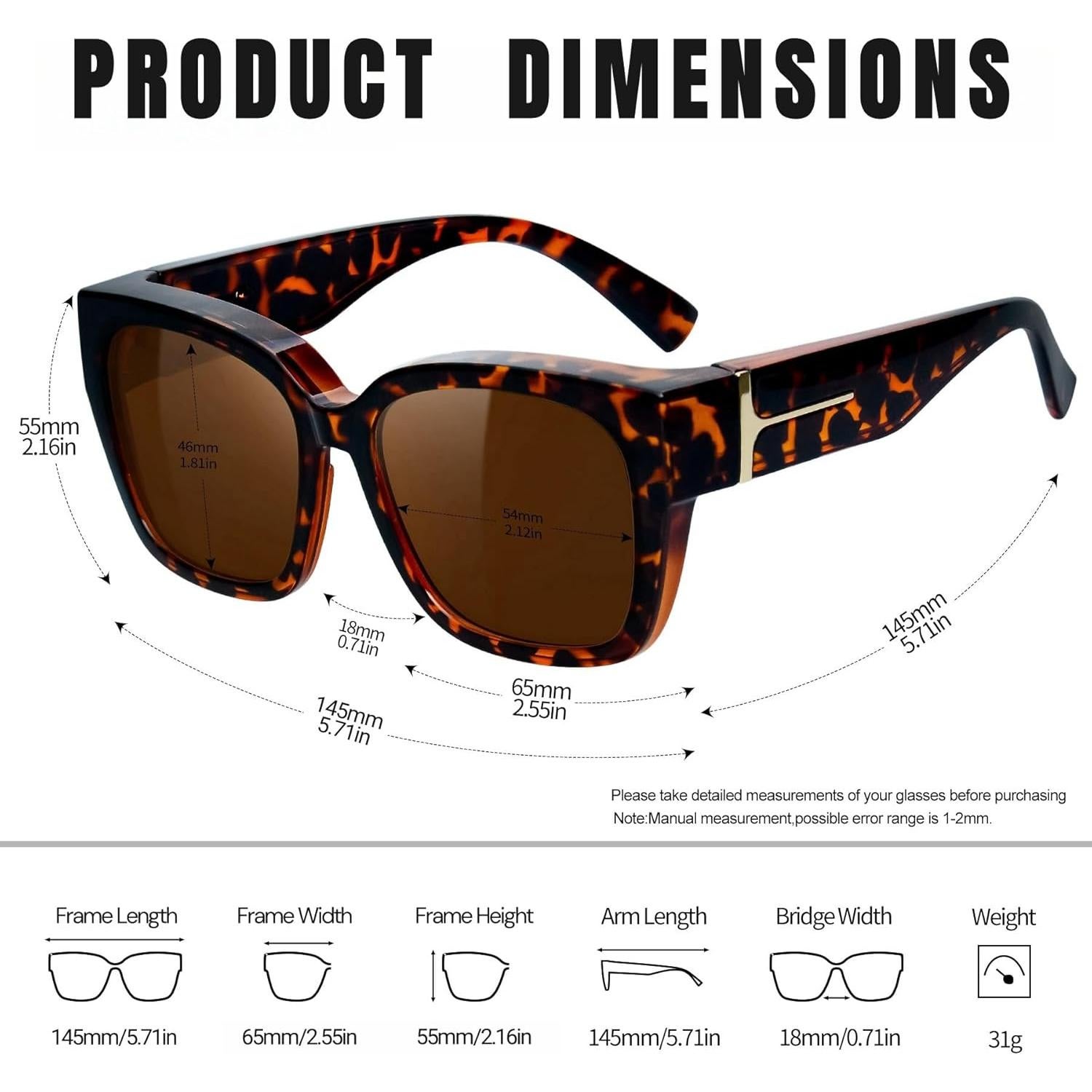 Gafas de Sol KANASTAL Polarizadas UV400 para Sobre Gafas