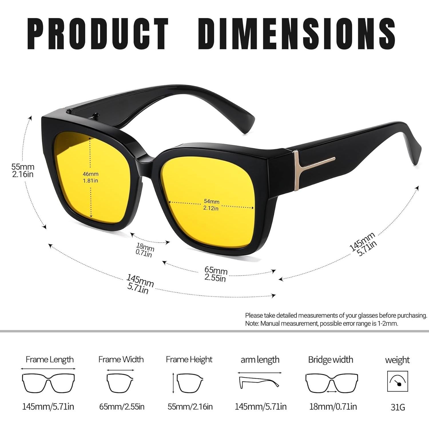 KANASTAL Gafas de Sol Polarizadas UV400 para Sobre Gafas