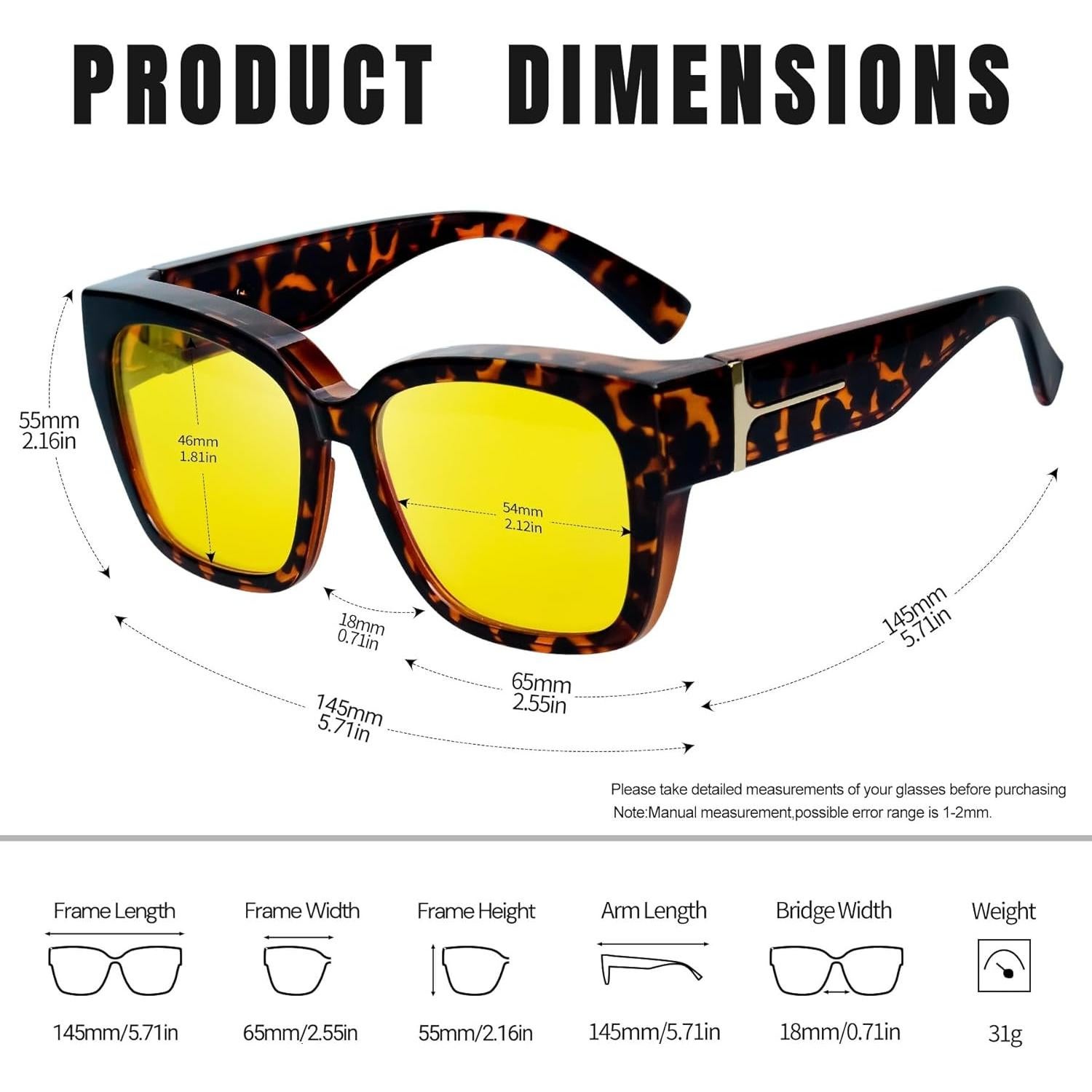KANASTAL Gafas de Sol Polarizadas UV400 para Sobre Gafas