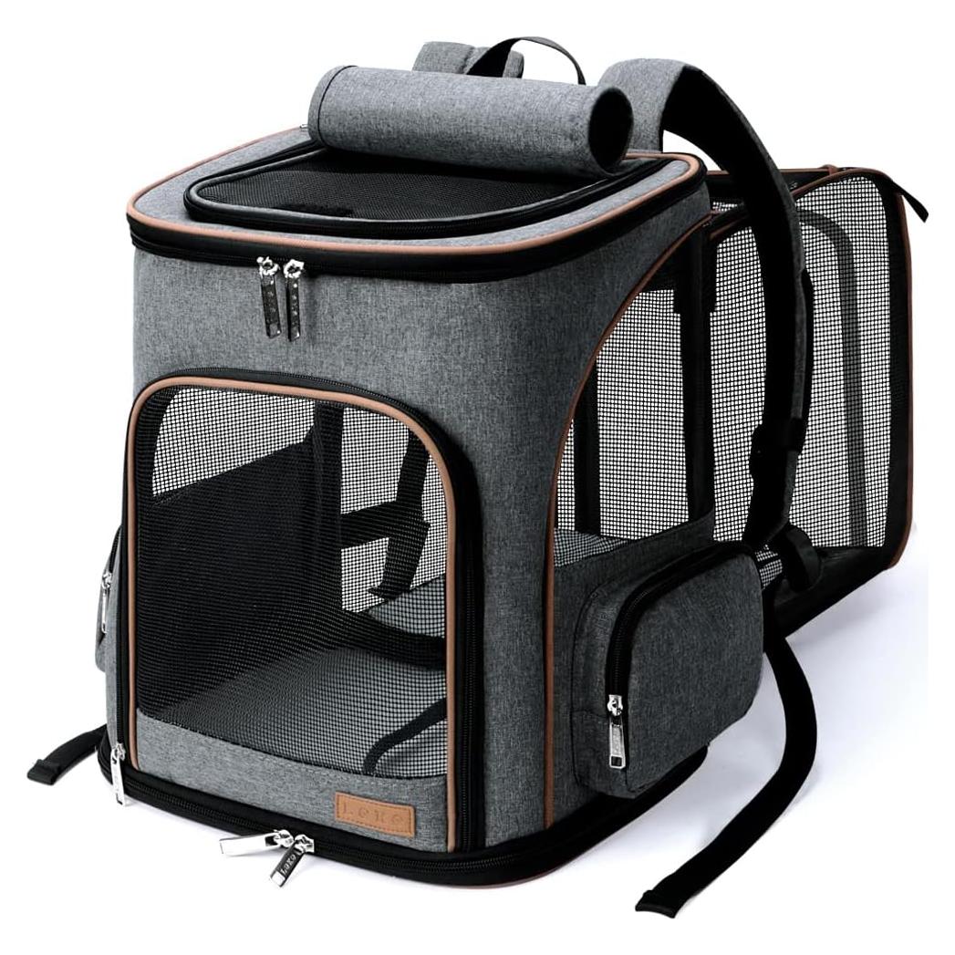 Mochila Transportadora Lekereise Expandible para Gatos Gris