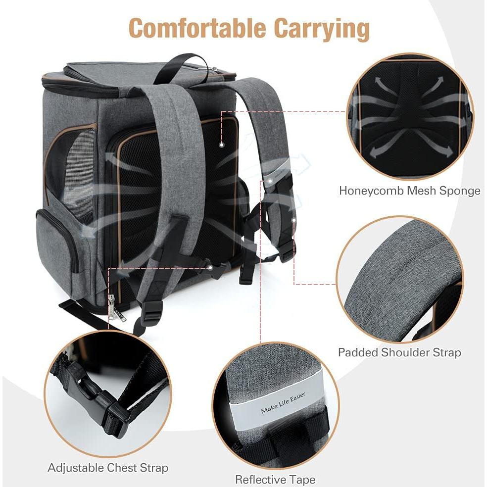 Mochila Transportadora Lekereise Expandible para Gatos Gris